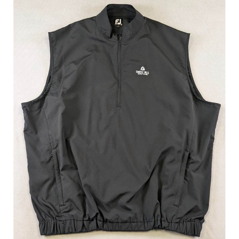 Footjoy Vest Mens XL Black Windshirt Golf Performance Zip Stretch Pullover